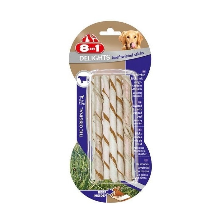 8in1 Delights Beef Twisted Sticks XS 10 Pack