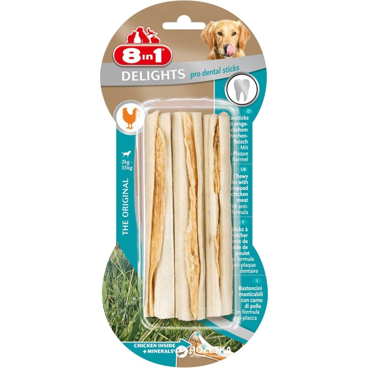 8IN1 Kausticks Dental Delights Bone Sticks 3 Pack.