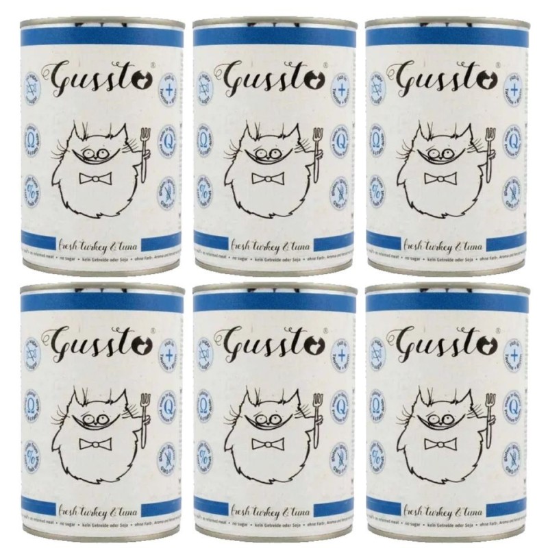 GUSSTO Cat Fresh Turkey&amp,Tuna FRISCHES TRUTHAHN UND THUNFISCH 6x400 g