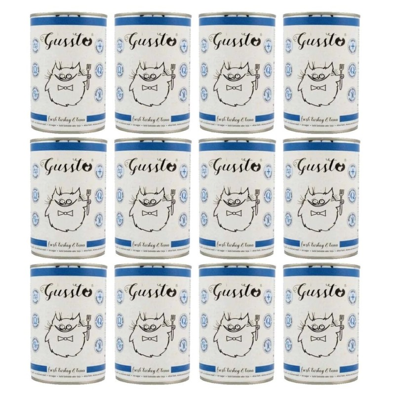 GUSSTO Cat Fresh Turkey&amp,Tuna FRISCHES TRUTHAHN UND THUNFISCH 12x400 g
