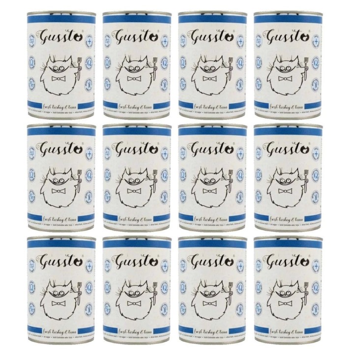 GUSSTO Cat Fresh Turkey&amp,Tuna FRISCHES TRUTHAHN UND THUNFISCH 12x400 g