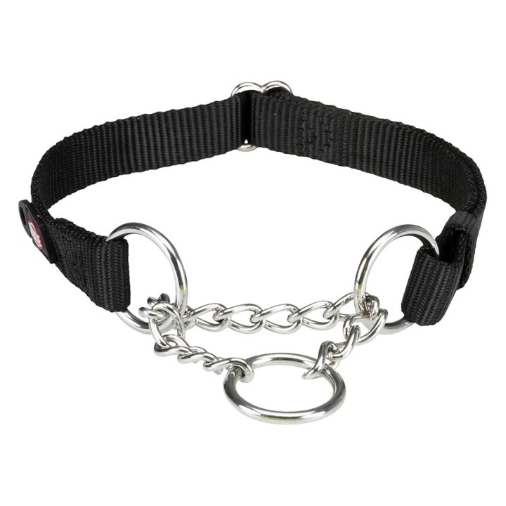 Trixie Premium Zug-Stopp Halsband Schwarz - Größe M-L: 35 - 50 cm Halsumfang, 20 mm breit