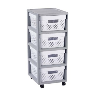 CURVER KNOCK DOWN 4x10 durchbrochenes Regal grau/weiss