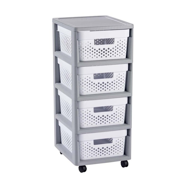 CURVER KNOCK DOWN 4x10 durchbrochenes Regal grau/weiss