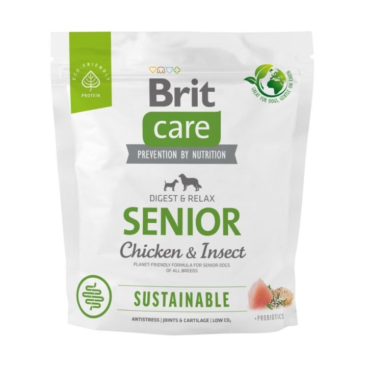 BRIT CARE Sustainable Senior chicken insekt für ältere Hunde mit Huhn und Insekten 1 kg