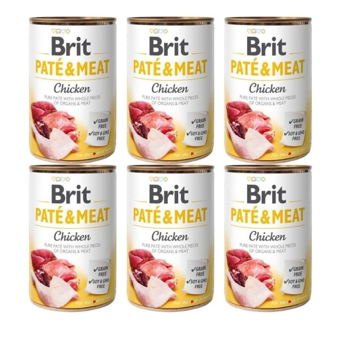 BRIT Pate&amp,Meat chicken 6x400 g Hühnerpastete für Hunde