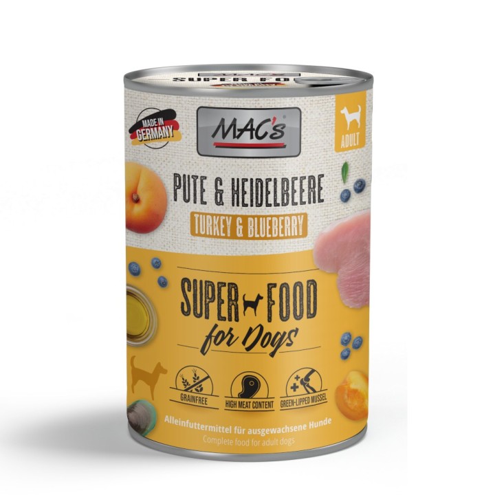 MAC's Adult Superfood 6 x 400 g - Pute & Heidelbeeren