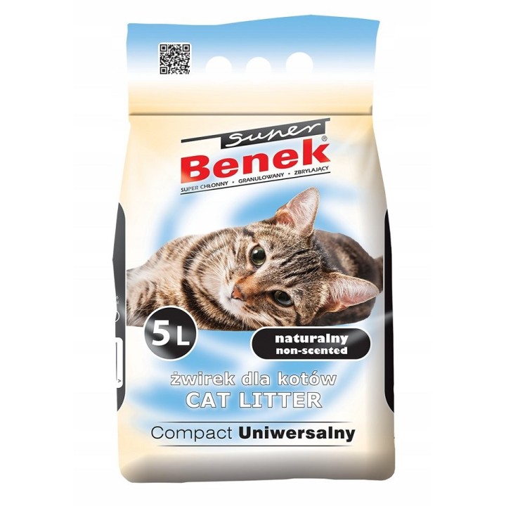 BENEK Super Benek Katzenstreu Universal kompakt weiß und himmelblau 5 l