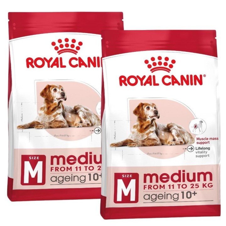 ROYAL CANIN MEDIUM Ageing 10+ Trockenfutter für ausgewachsene Hunde, mittelgroße Rassen30 kg (2 x 15 kg)