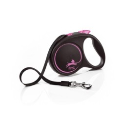 FLEXI Automatik-Leine Black Design M Gurt 5 m rosa