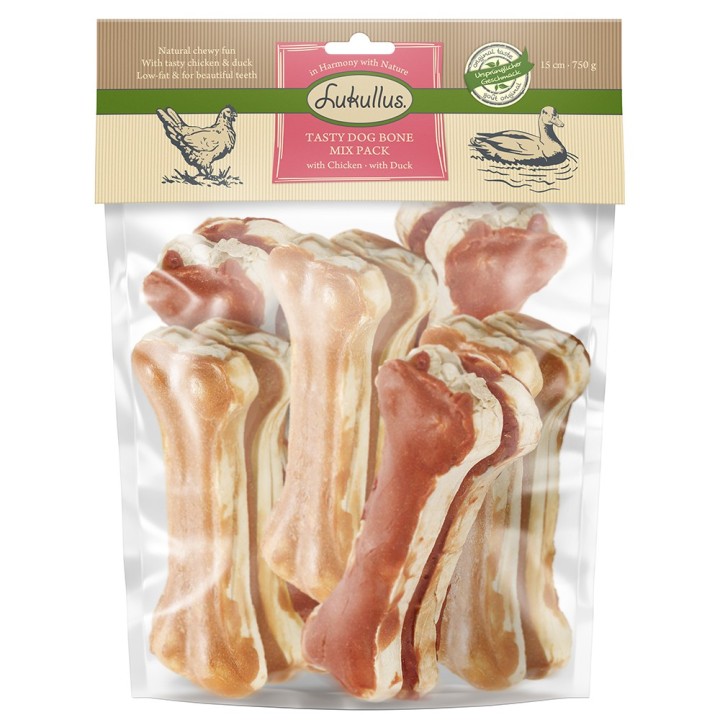 Lukullus Kauknochen 750 g - Mixpaket: Huhn und Ente 15 cm (750 g)