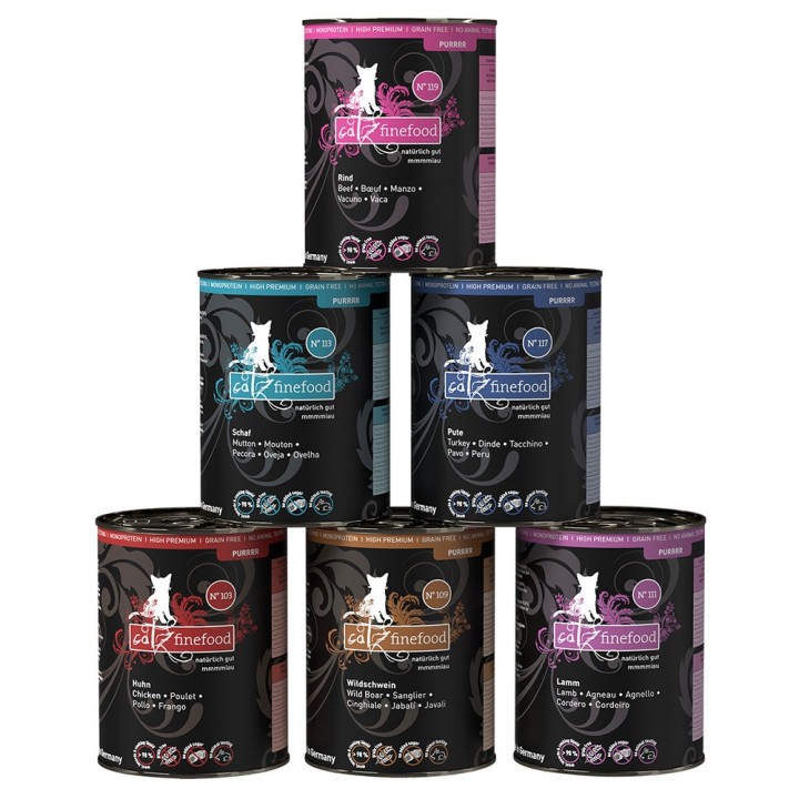 catz finefood Purrrr Dose 6 x 400 g - Mixpaket 1 (6 Sorten)