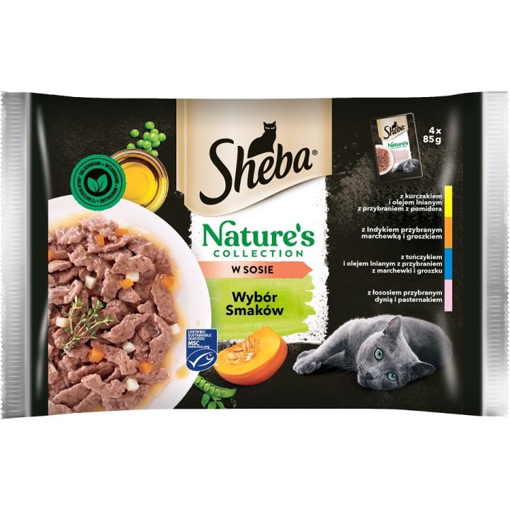 SHEBA Nature’s Collection Nasses Alleinfuttermittel für ausgewachsene Katzen in Sauce 52x85g in verschiedenen Geschmacksricht