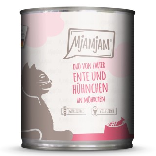 Sparpaket MjAMjAM Duo 12 x 800 g - zarte Ente & Hühnchen an Möhrchen