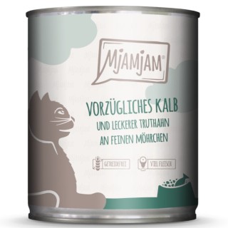 MjAMjAM 6 x 800 g  - vorzügliches Kalb & leckerer Truthahn an feinen Möhrchen
