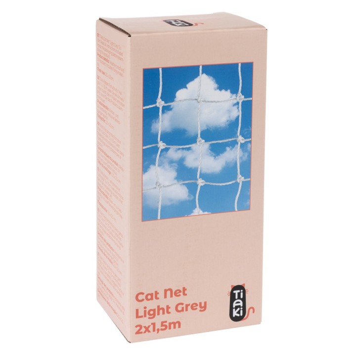 TIAKI Katzenschutznetz mit Drahtverstärkung, hellgrau - 2 x 1,5 m