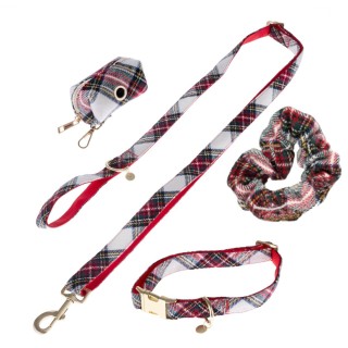 Nomad Tales Tartan: Halsband, Leine, Kotbeutelspender, Scrunchie - Halsband S + Leine + Kotbeutelspender + Scrunchie