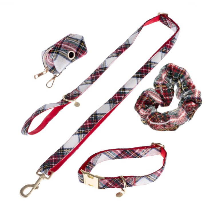 Nomad Tales Tartan: Halsband, Leine, Kotbeutelspender, Scrunchie - Halsband S + Leine + Kotbeutelspender + Scrunchie