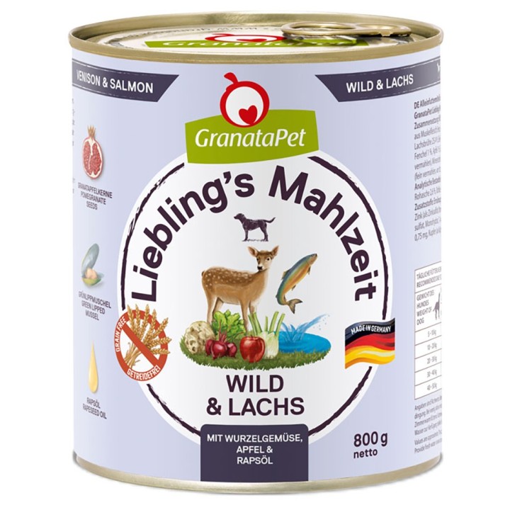 GranataPet Liebling's Mahlzeit 6 x 800 g - Wild & Lachs mit Wurzelgemüse