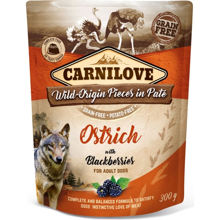Carnilove Wild-Origin Pieces in Paté Ostrich - Adult - 300 g