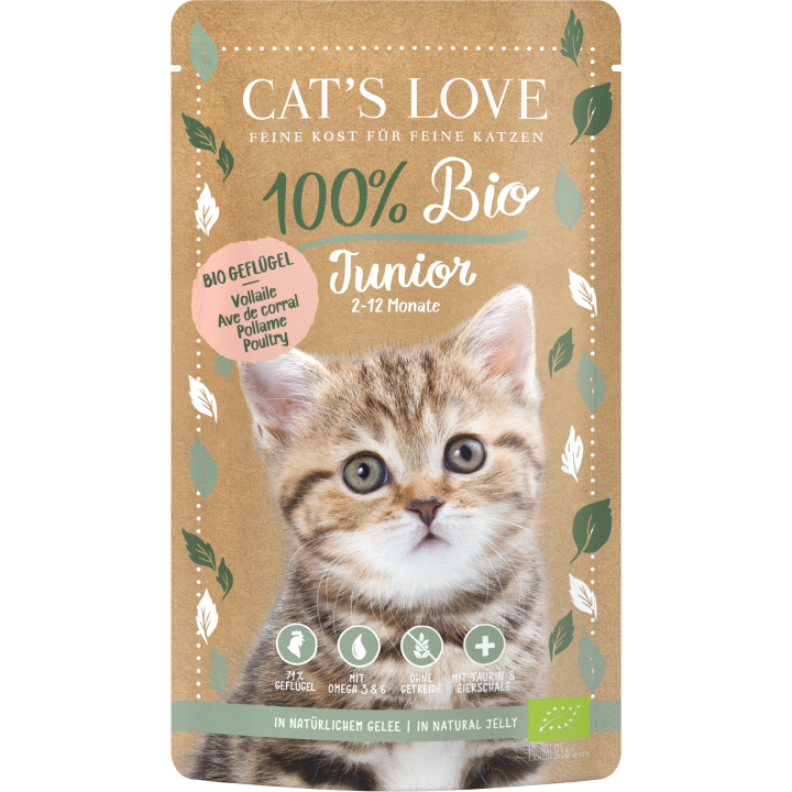 CAT's LOVE Katzen Nassfutter JUNIOR BIO Geflügel - 100 g