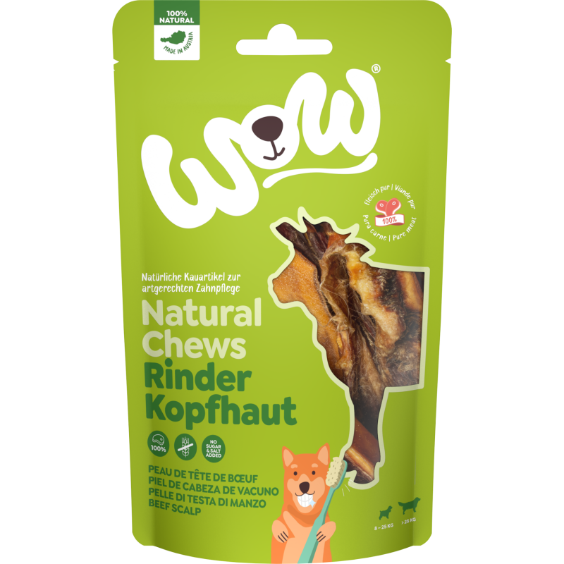 WOW Natural Chews Rinderkopfhaut - 350 g