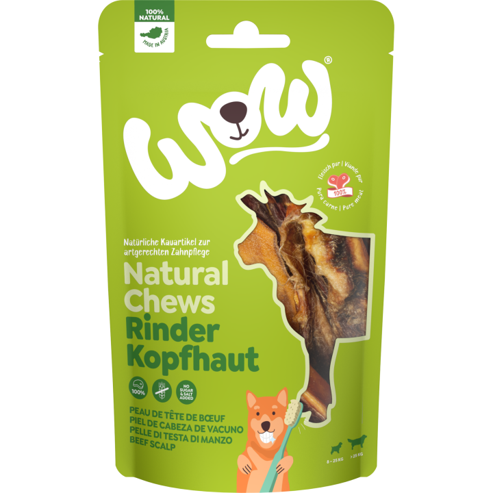 WOW Natural Chews Rinderkopfhaut - 350 g