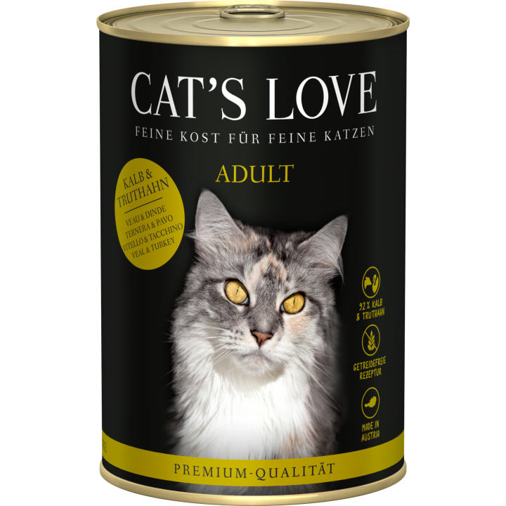 CAT's LOVE Katzen Nassfutter ADULT MIX KALB & TRUTHAHN  - 400 g