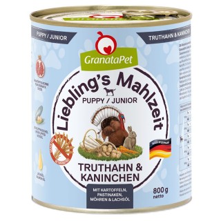 GranataPet Liebling's Mahlzeit 6 x 800 g - Junior Truthahn & Kaninchen