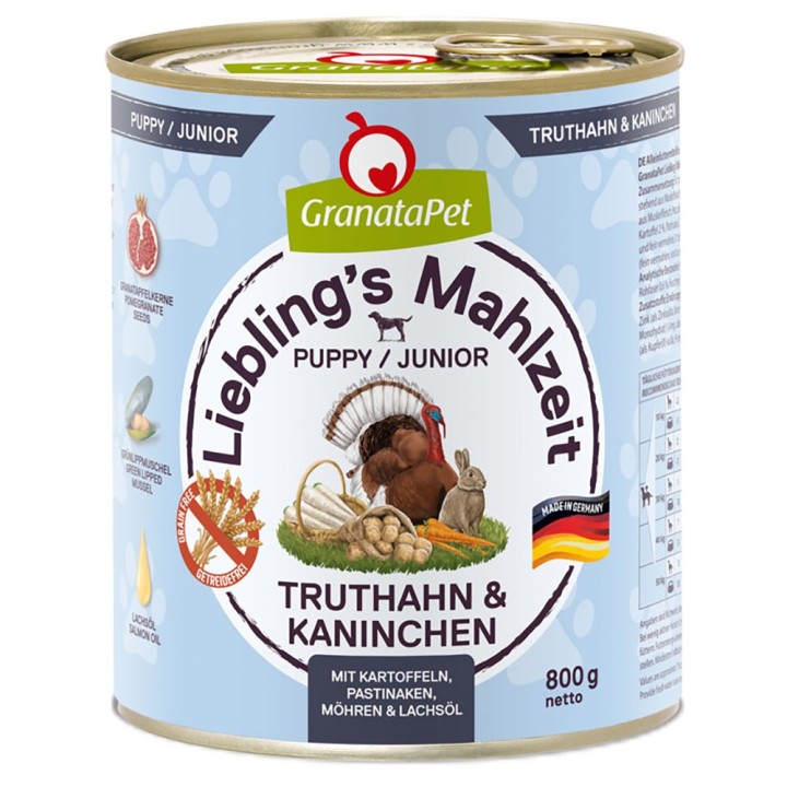 GranataPet Liebling's Mahlzeit 6 x 800 g - Junior Truthahn & Kaninchen