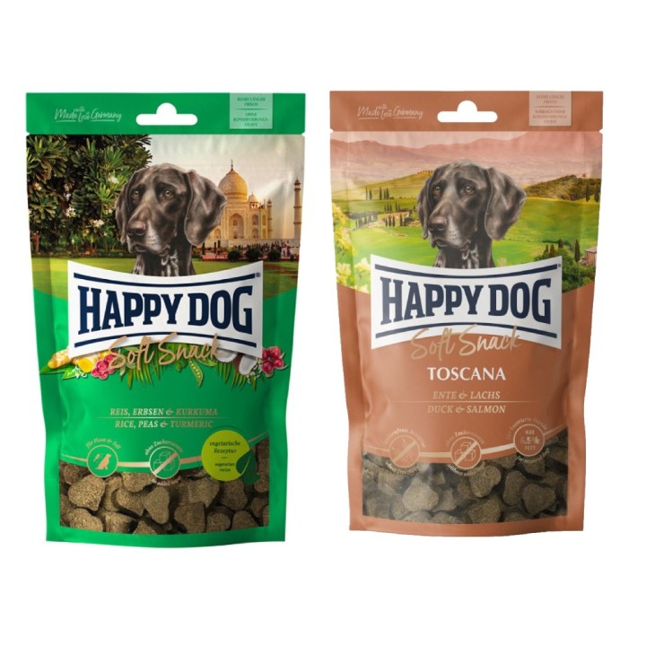 Kombi-Paket: Happy Dog Soft Snack -  India 3 x 100 g + 3 x 100 g Toscana