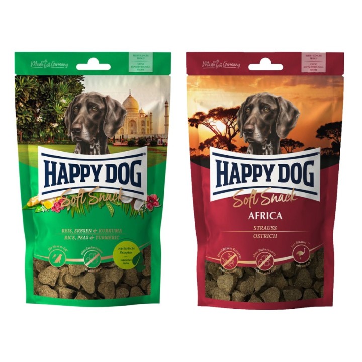 Kombi-Paket: Happy Dog Soft Snack -  India 3 x 100 g + 3 x 100 g Africa