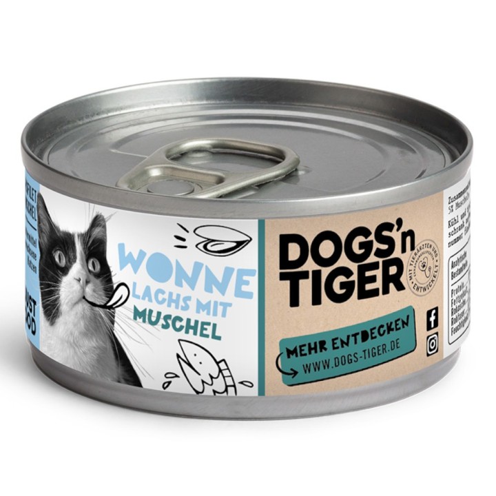 Dogs'n Tiger Cat Filet 12 x 70 g - Lachs mit Muschel