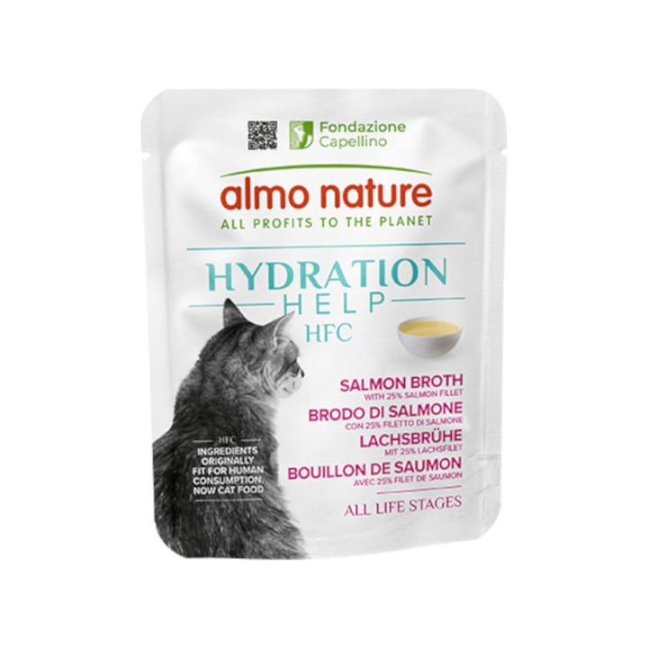 Almo Nature HFC Hydration Help 6 x 50 g - Lachsbrühe mit Lachsfilet