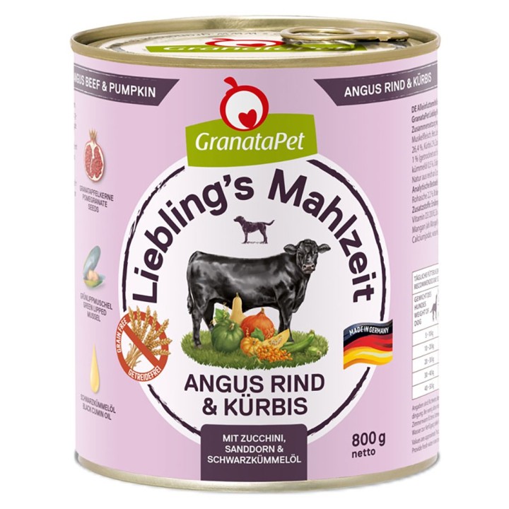 GranataPet Liebling's Mahlzeit 6 x 800 g - Angus Rind mit Kürbis