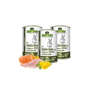 Schecker - Schecker Hundemenü - Kaninchen mit Buchweizen, Kürbis und Löwenzahn [3 x 410g]