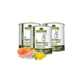 Schecker - Schecker Hundemenü - Kaninchen mit Buchweizen, Kürbis und Löwenzahn [3 x 820g]