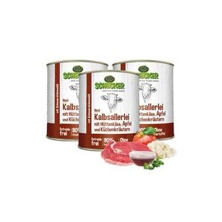 Schecker - Schecker Hundemenü - Kalbsallerlei mit Hüttenkäse, Apfel und Küchenkräutern [3 x 820g]