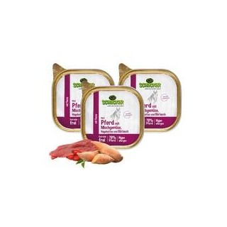 Schecker - Schecker Hundemenü - Pferd mit Mischgemüse, Hagebutten und Bärlauch [3 x 200g]