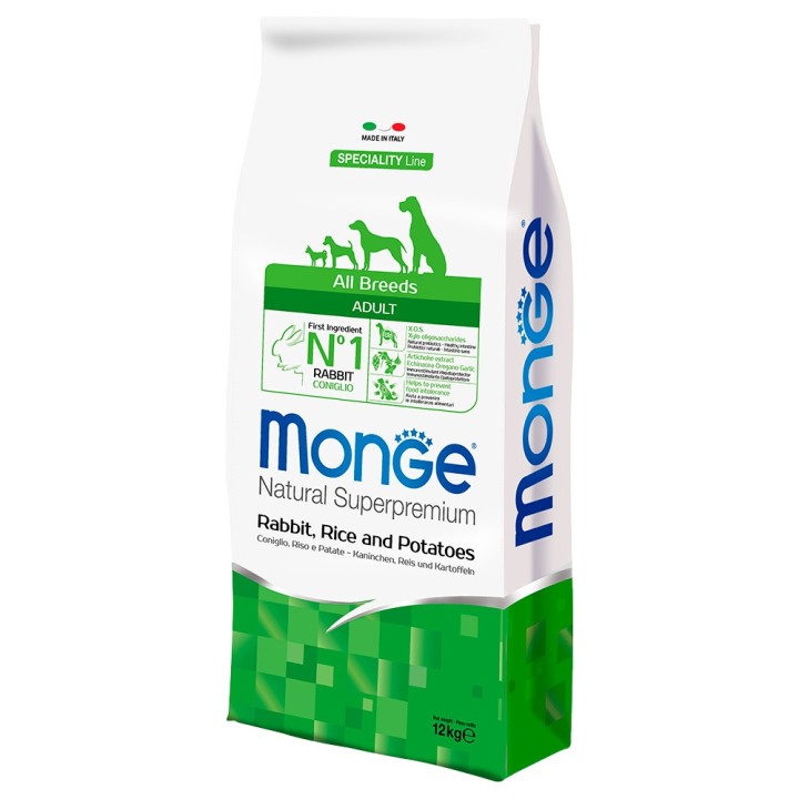 Monge Super Premium Kaninchen, Reis & Kartoffeln - 12 kg