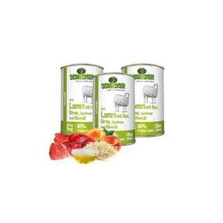Schecker - Schecker Hundemenü - Lamm mit Reis, Birne, Aprikose und Olivenöl [3 x 410g]