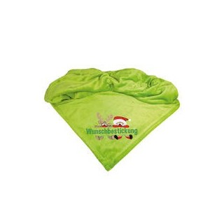 Schecker - Bestickte Mikrofaserdecke Premium [Schecker - Grün - Weihnachts-Motiv mit Name]