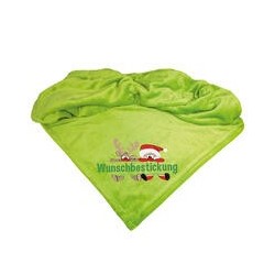 Schecker - Bestickte Mikrofaserdecke Premium [Schecker - Grün - Weihnachts-Motiv mit Name]