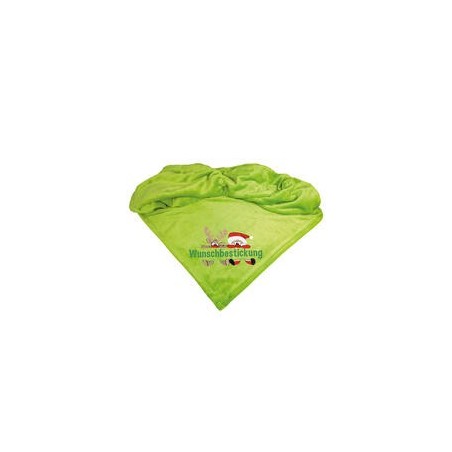 Schecker - Bestickte Mikrofaserdecke Premium [Schecker - Grün - Weihnachts-Motiv mit Name]