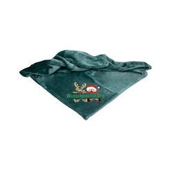 Schecker - Bestickte Mikrofaserdecke Premium [Saphir - Weihnachts-Motiv mit Name]