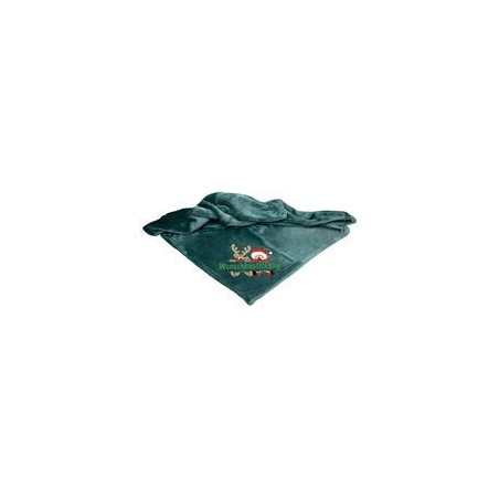 Schecker - Bestickte Mikrofaserdecke Premium [Saphir - Weihnachts-Motiv mit Name]