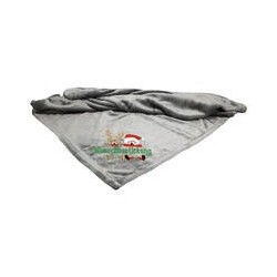 Schecker - Bestickte Mikrofaserdecke Premium [Silbergrau - Weihnachts-Motiv mit Name]