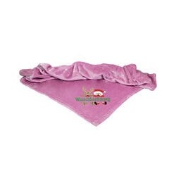 Schecker - Bestickte Mikrofaserdecke Premium [Beere - Weihnachts-Motiv mit Name]