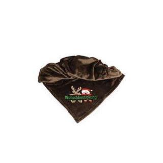 Schecker - Bestickte Mikrofaserdecke Premium [Schokobraun - Weihnachts-Motiv mit Name]