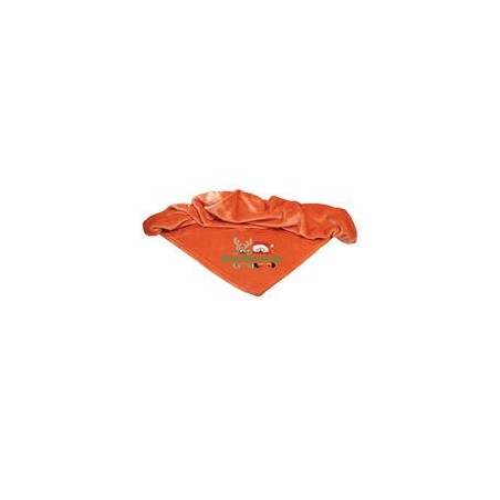 Schecker - Bestickte Mikrofaserdecke Premium [Kaminrot - Weihnachts-Motiv mit Name]